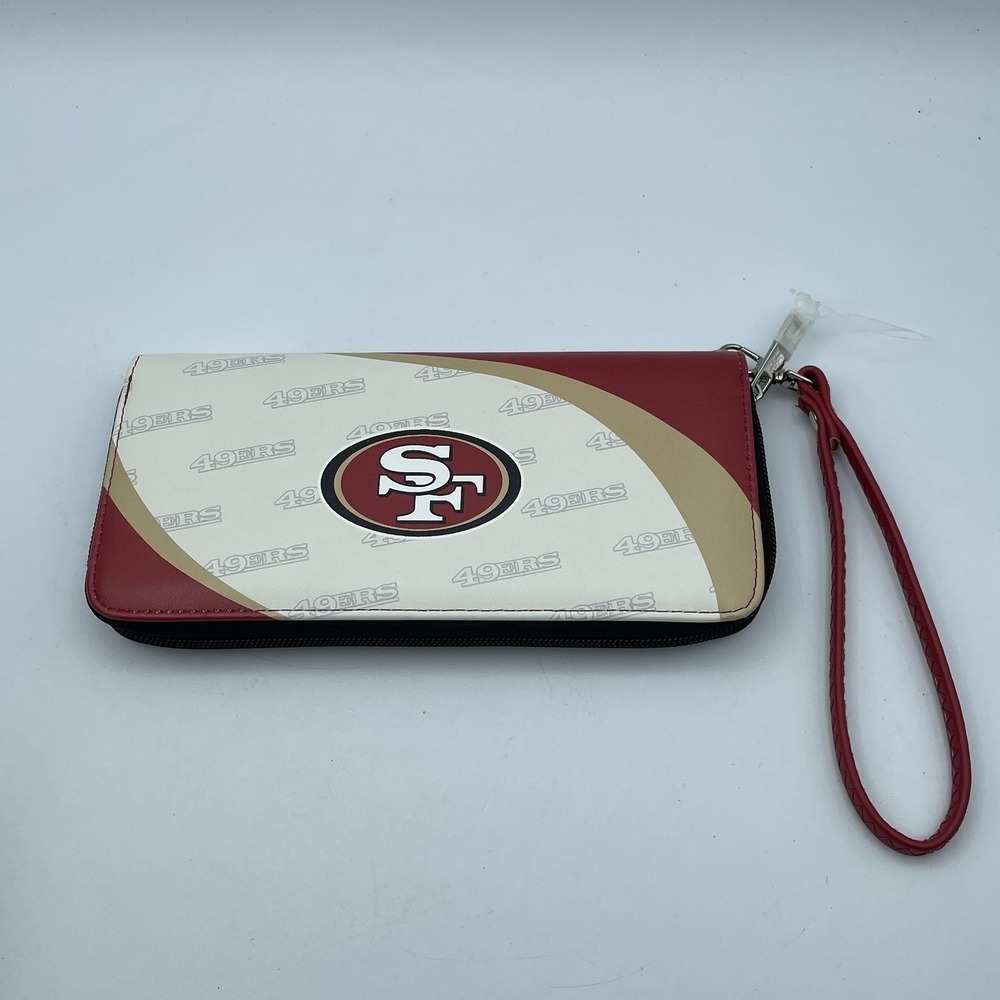 NWT NFL San Francisco 49ers Women Synthetic Leather Curve Zip Organizer Wallet